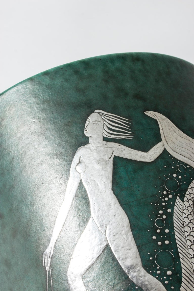 Ceramic Stoneware “Argenta” Vase by Wilhelm Kåge for Gustavsberg, Sweden, 1940s For Sale