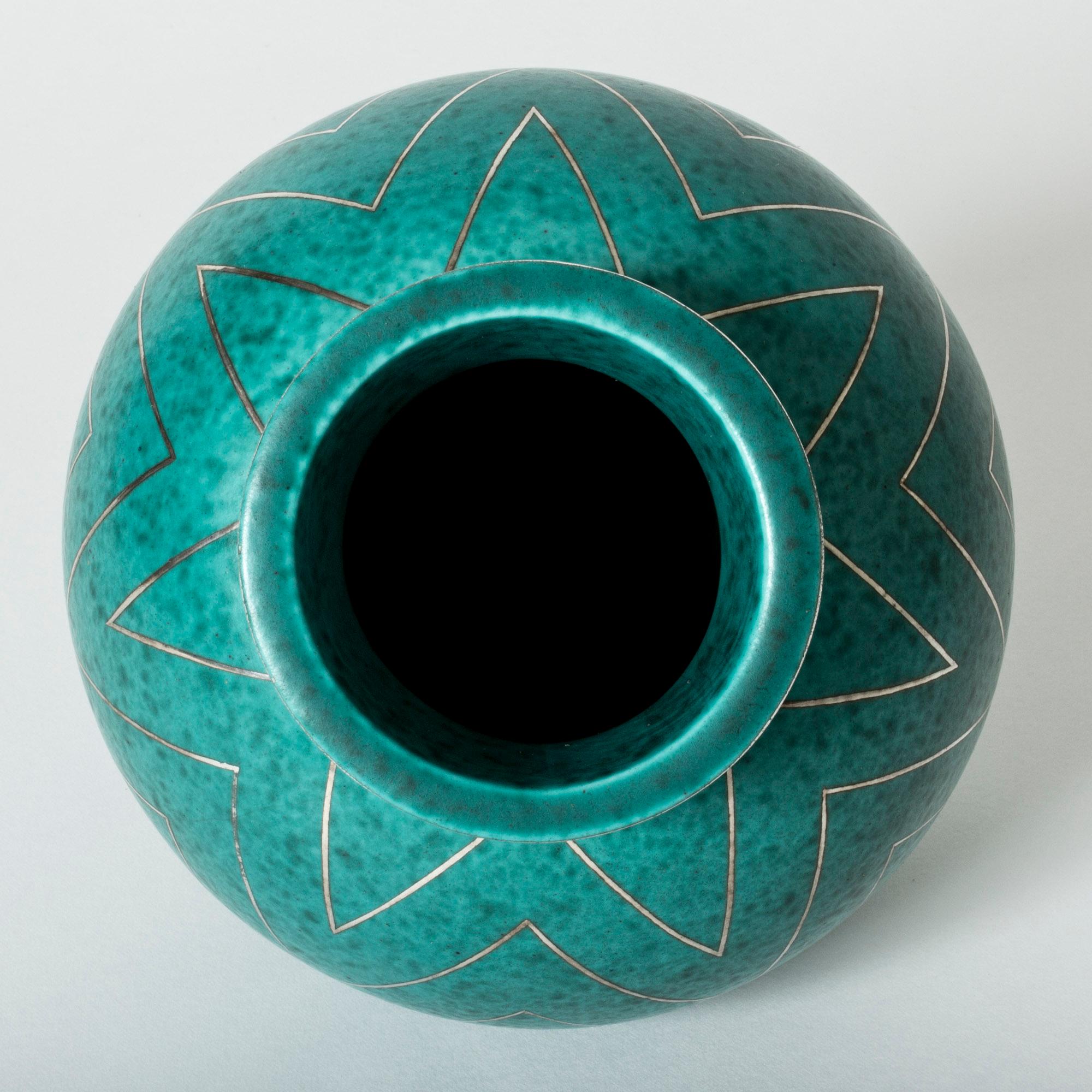 Scandinavian Modern Stoneware “Argenta” Vase by Wilhelm Kåge