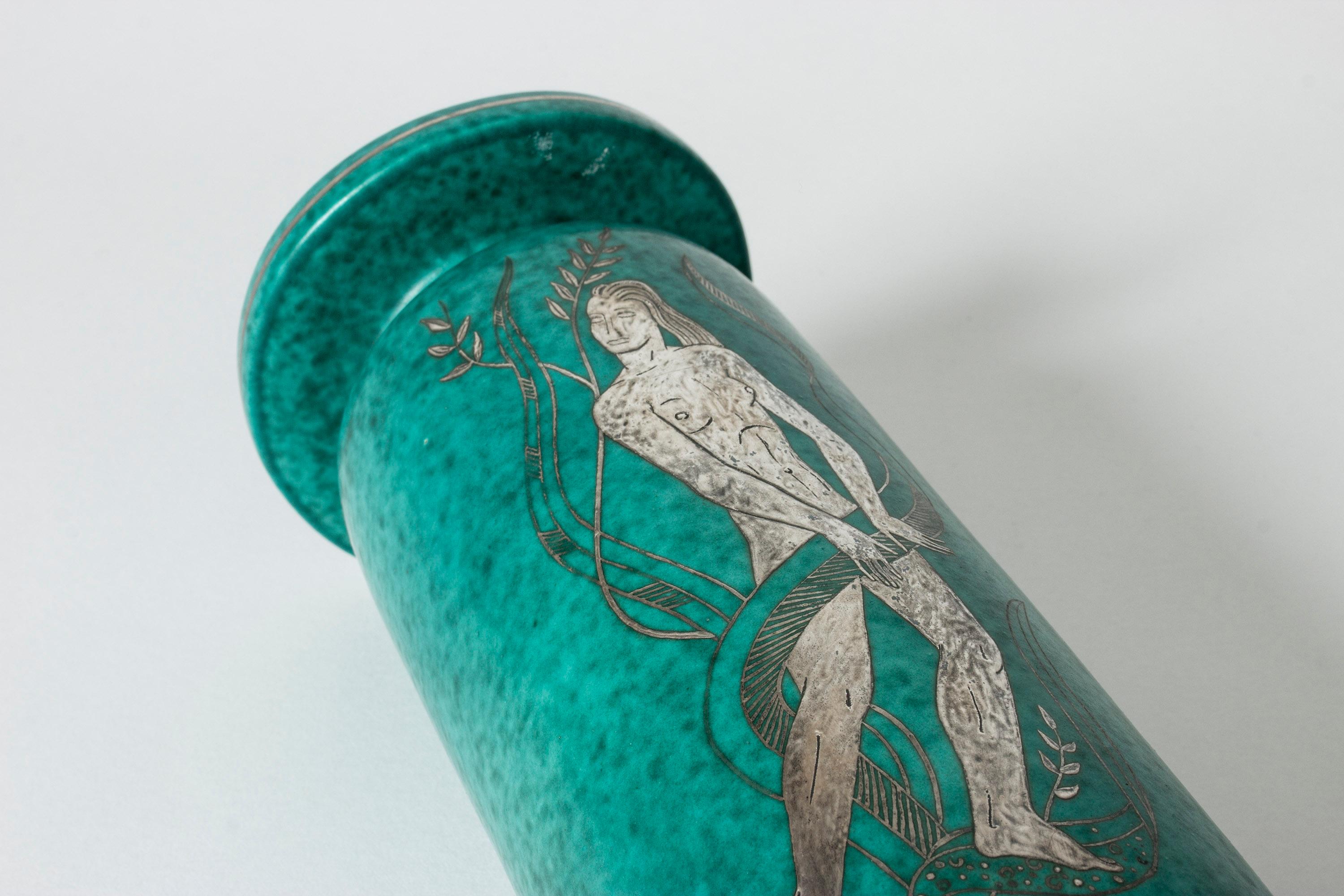 Mid-20th Century Stoneware “Argenta” Vase by Wilhelm Kåge