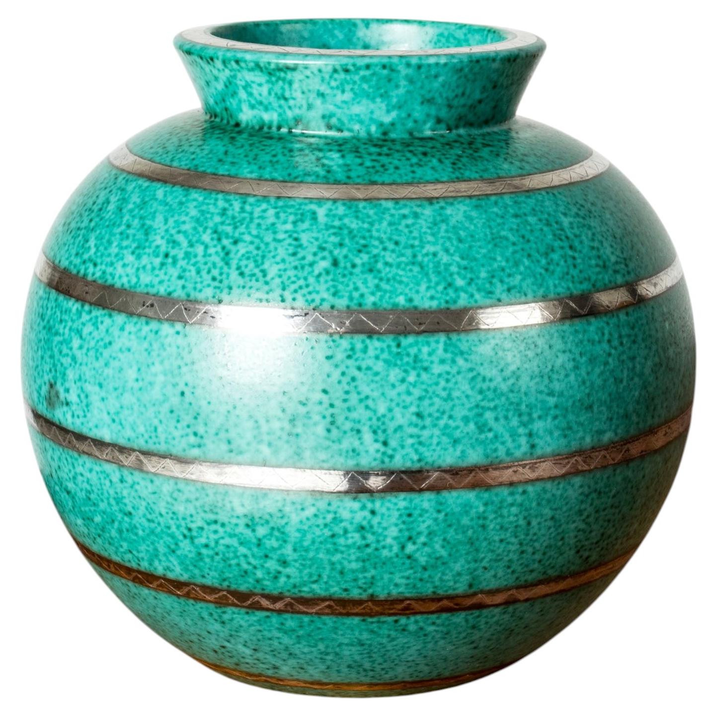 Stoneware “Argenta” Vase by Wilhelm Kåge, Gustavsberg, Sweden, 1930s
