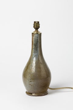 Stoneware Art Deco Ceramic Table Lamp by P. Demeure Grey Pottery Color