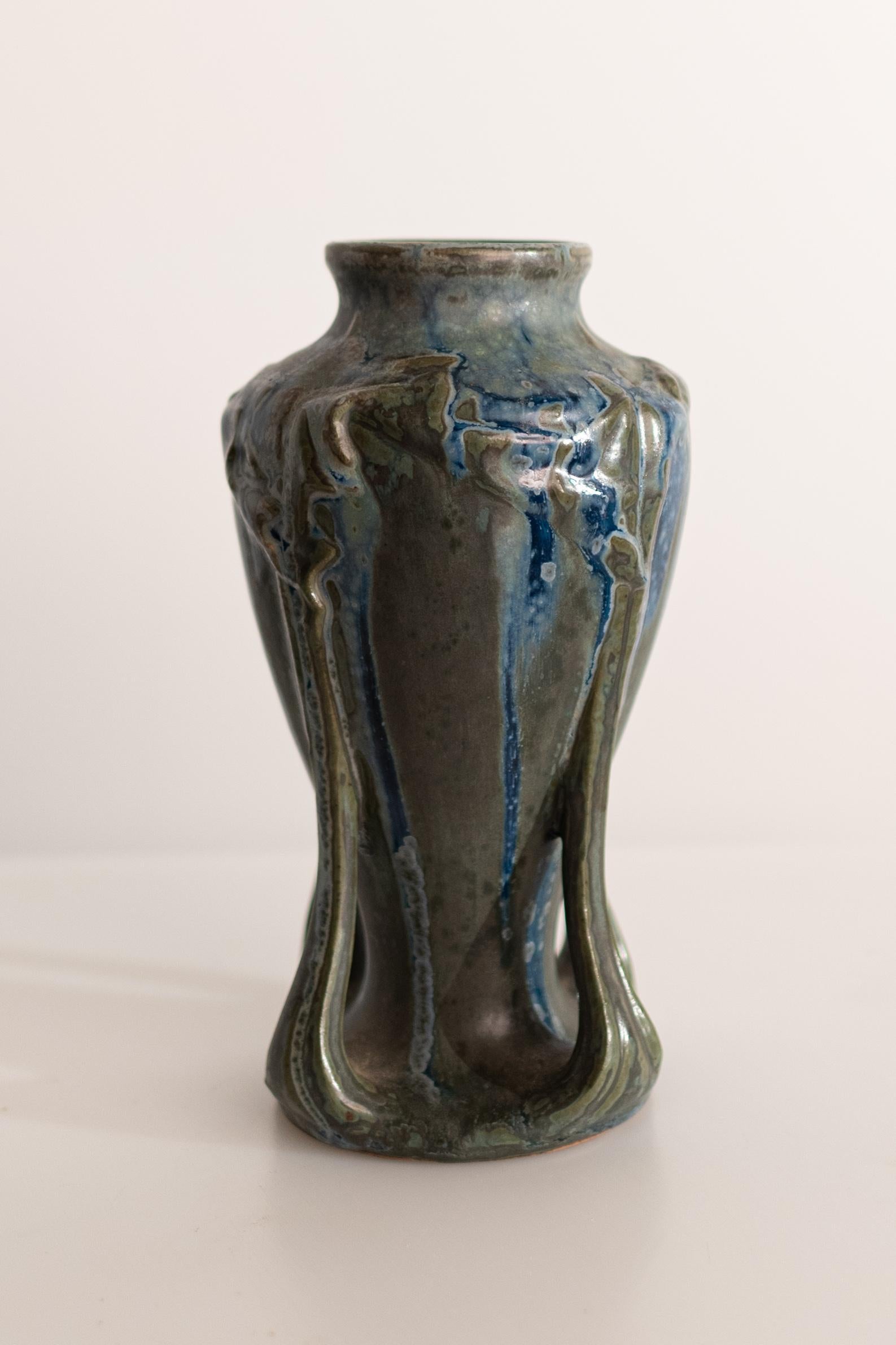 Belgian Stoneware Art Nouveau Vase For Sale