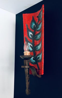 Lampada da parete in gres d'artista, Francia, anni '60