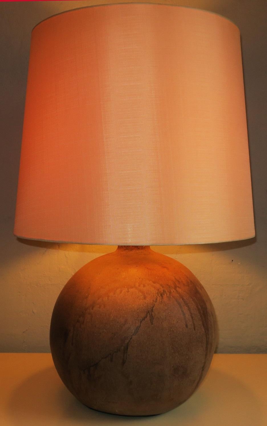 Stoneware Ball Table Lamp, Mid-Century For Sale 6