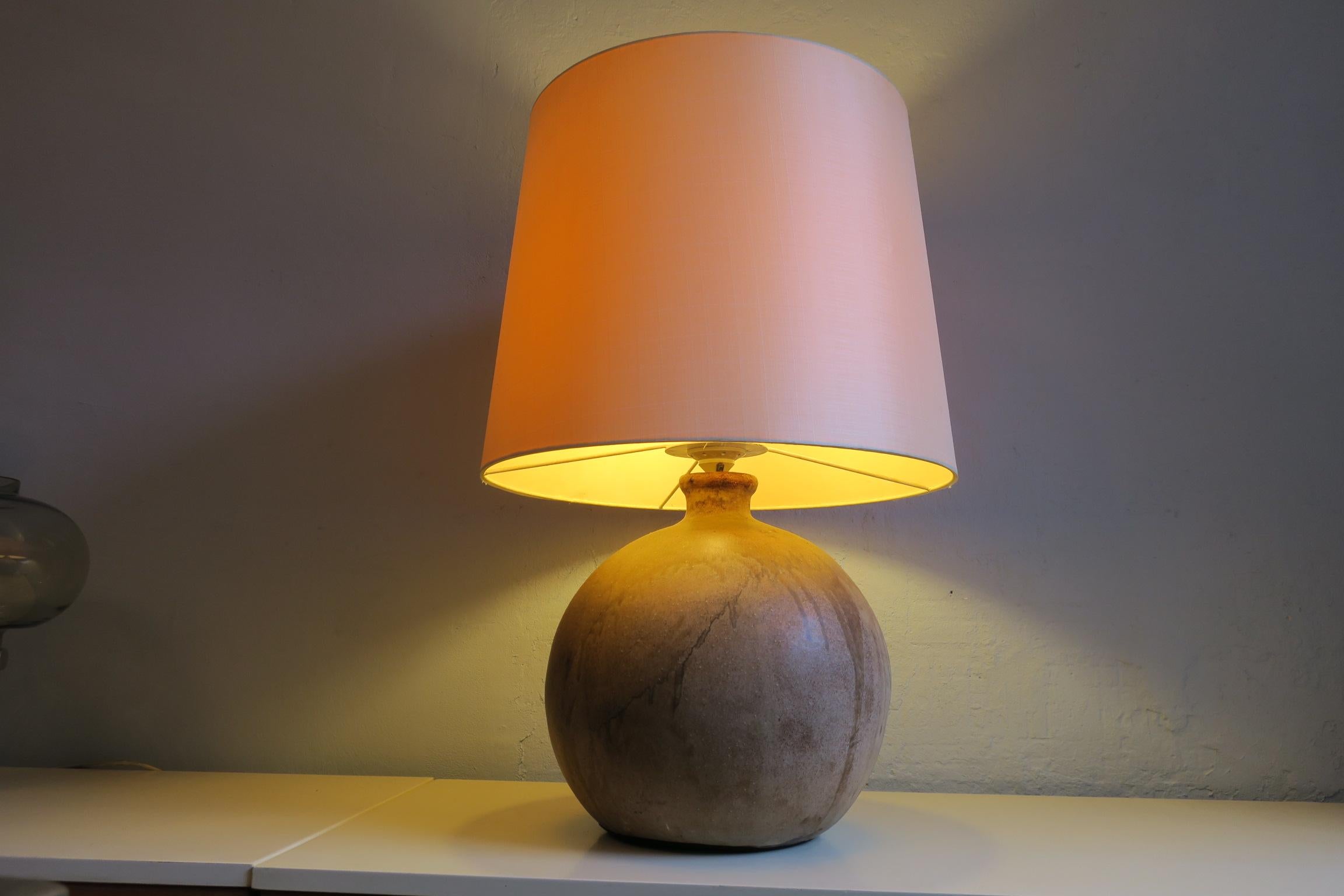Stoneware Ball Table Lamp, Mid-Century For Sale 3
