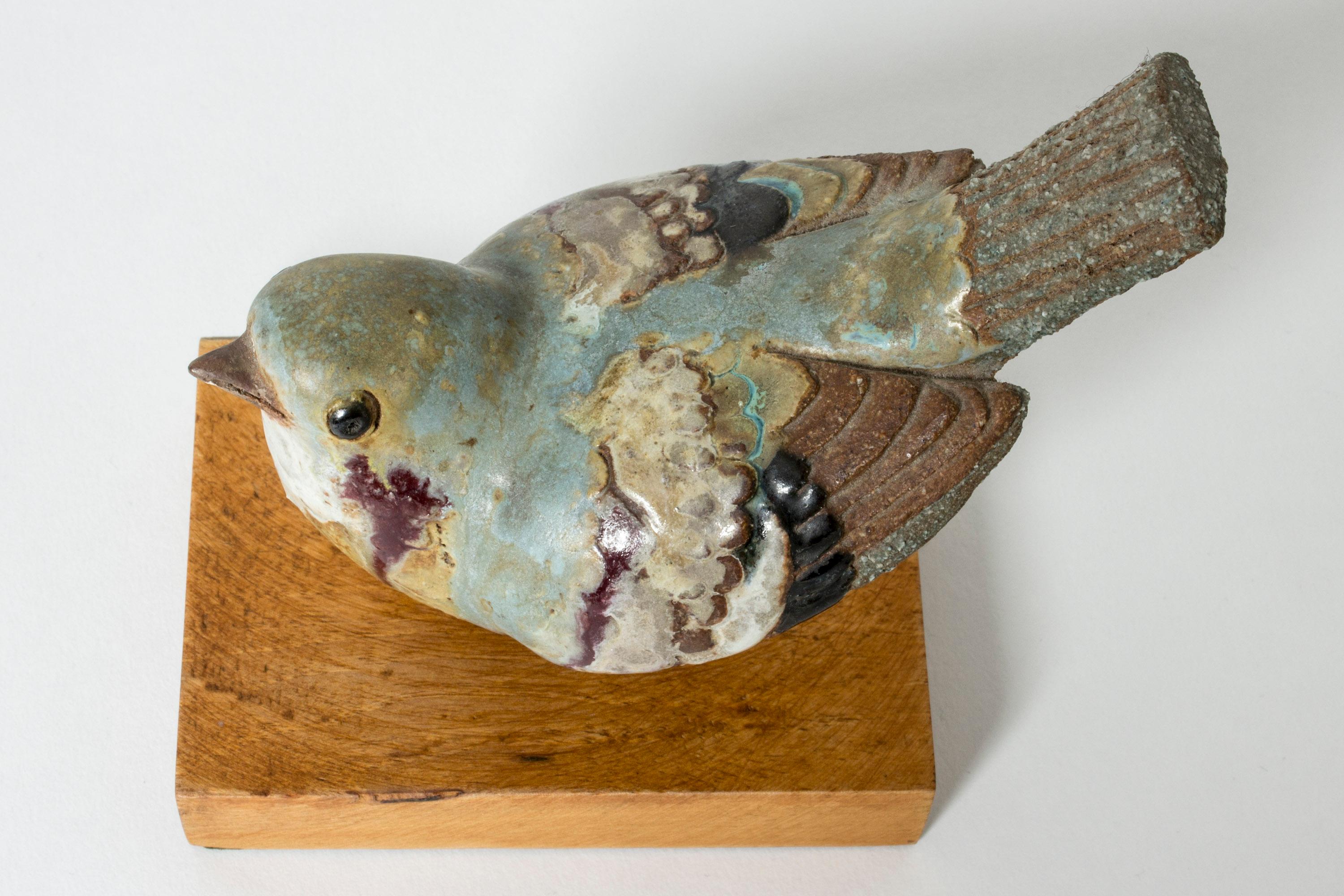 Mid-20th Century Stoneware Bird by Tyra Lindgren for Gustavsberg, Sweden, 1940s