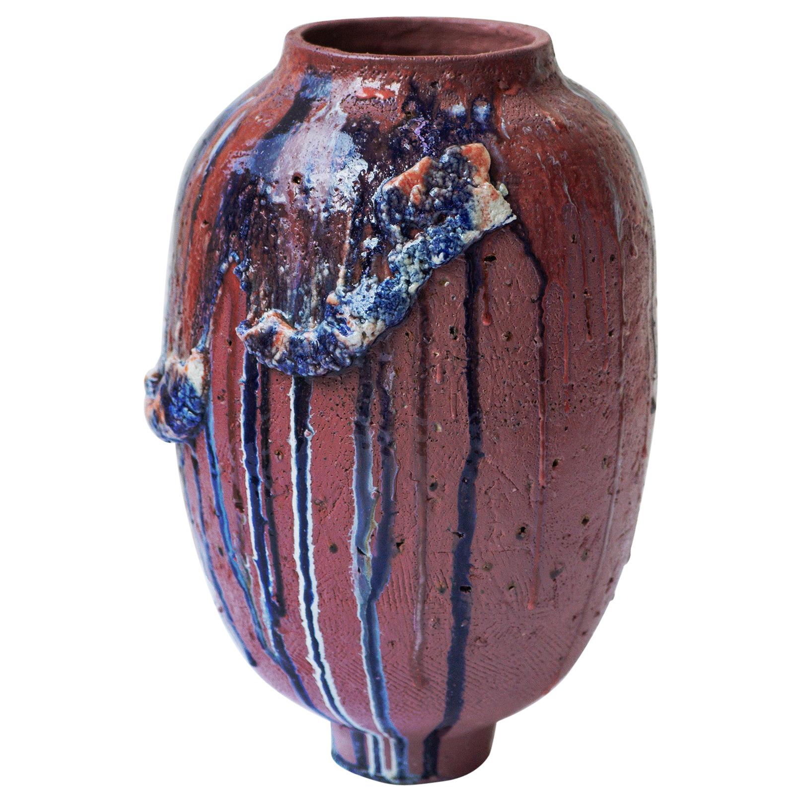 Blue Stoneware Vase by Peter Speliopoulos, USA, Contemporary at 1stDibs
