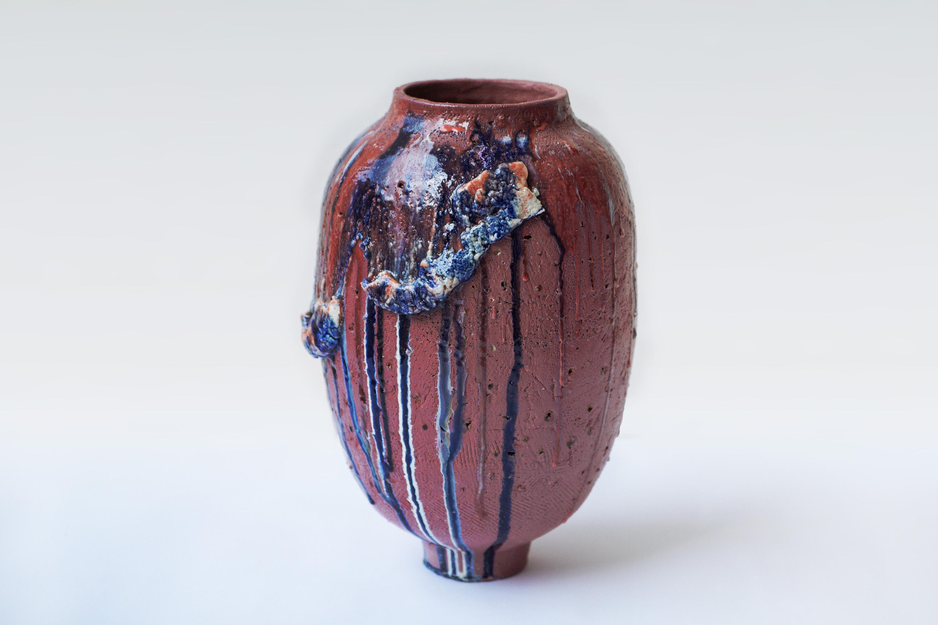 Stoneware blue twin vase by Arina Antonova
2020
Dimensions: H 50 x D 30 cm
Materials: stoneware, porcelain, glaze

Born in Sewastopol (Crimea), I was surrounded by the natural variety of the coastal Black Sea views with rocky beaches and