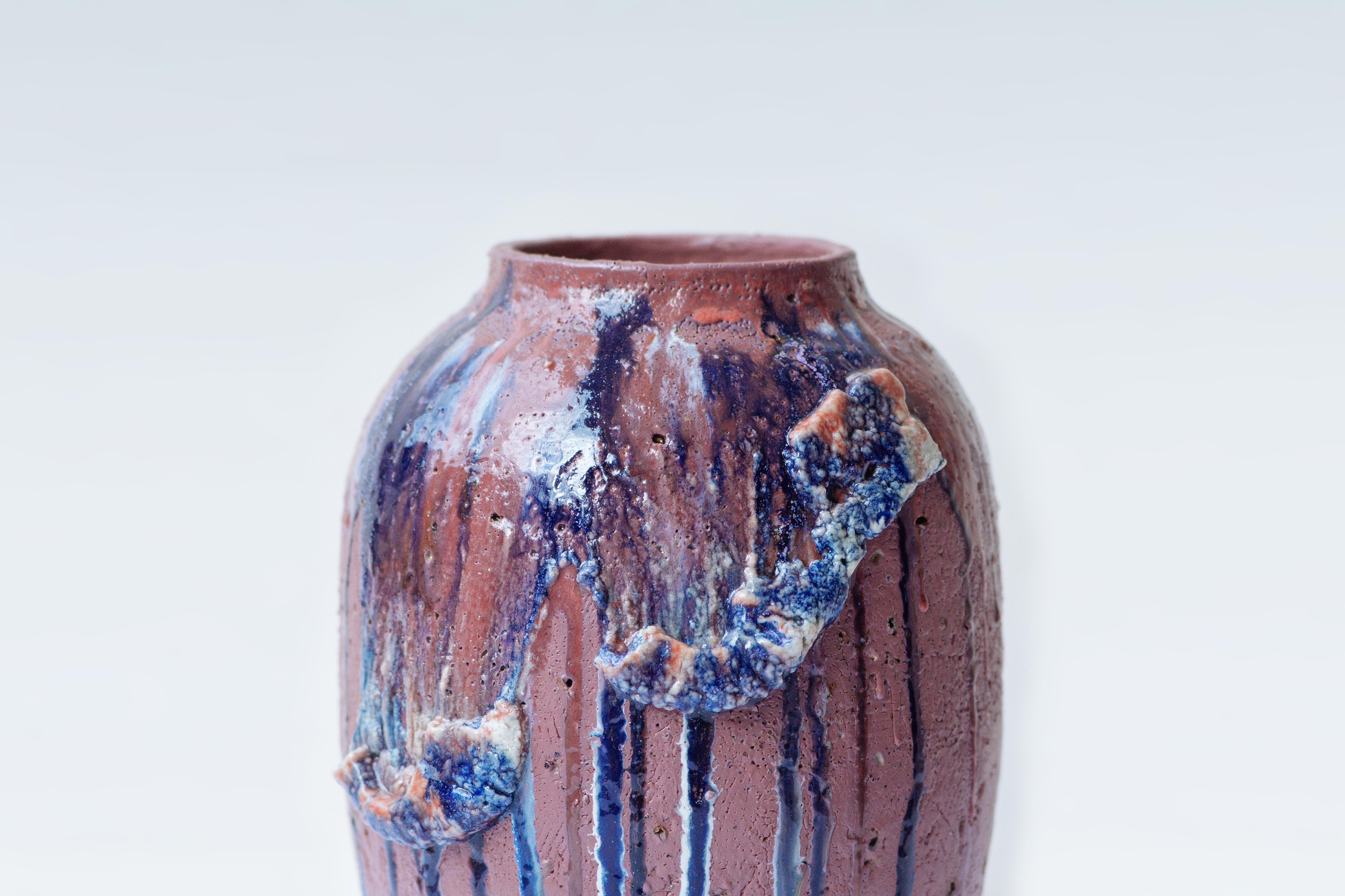 Modern Stoneware Blue Twin Vase by Arina Antonova For Sale