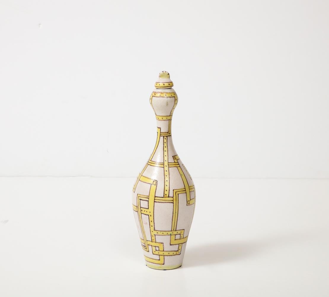 Italian Stoneware Bottle with Stopper by Guido Gambone For Sale