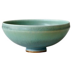 Stoneware Bowl by Berndt Friberg. Gustavsberg, Sweden, 1969. Green Blue Turquois