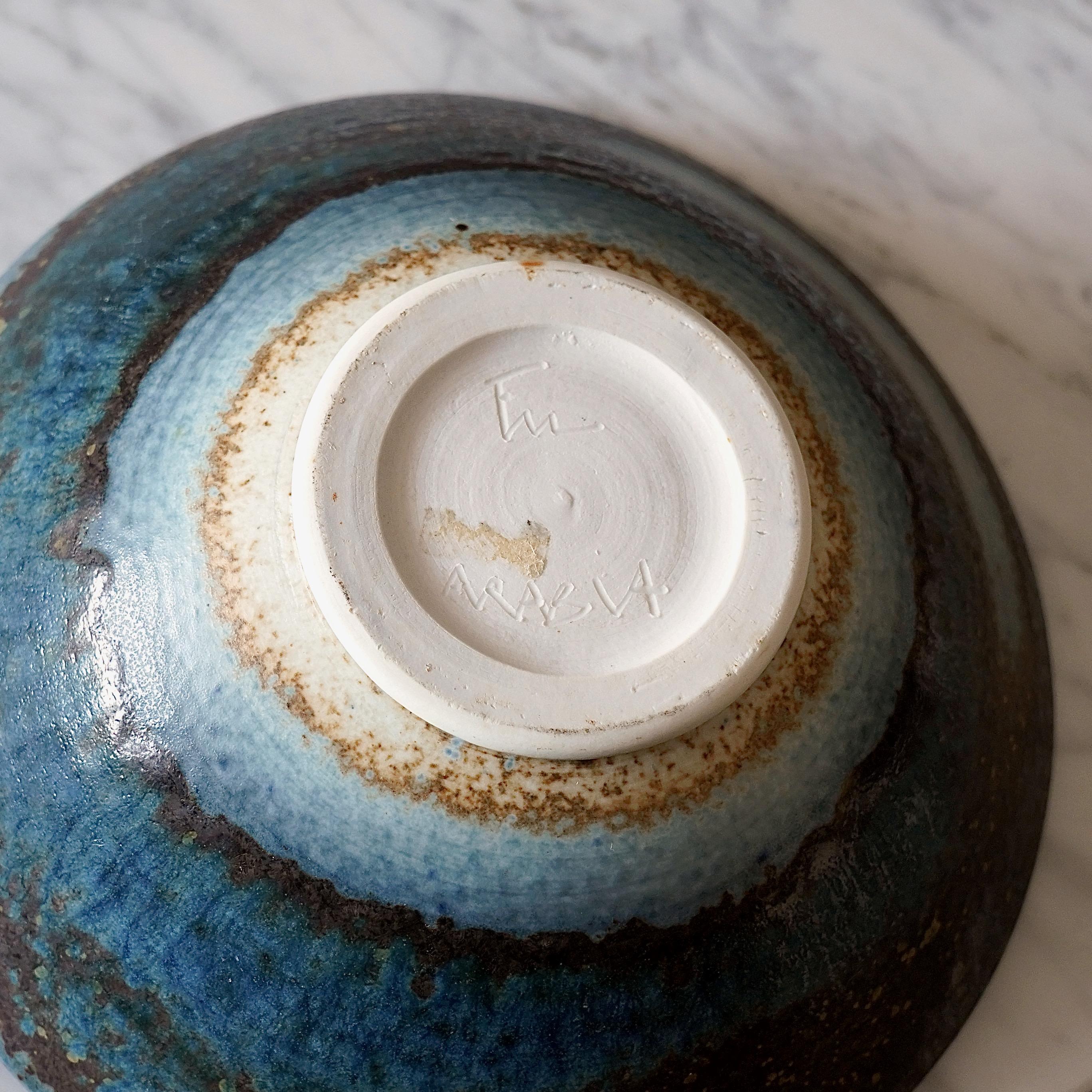 Stoneware Bowl by Francesca Mascitti Lindh. Arabia, Finland, 1960s. For Sale 1