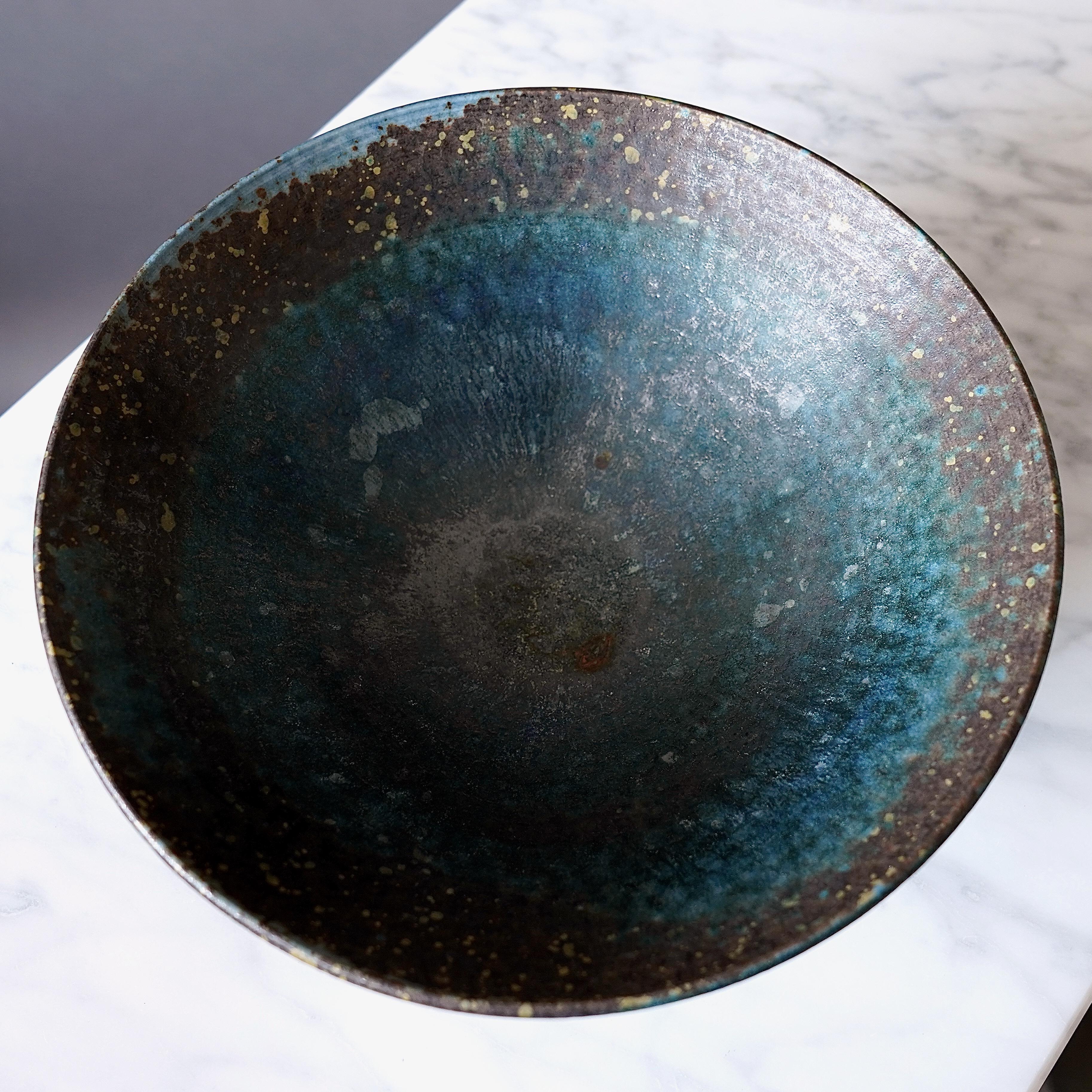 Ceramic Stoneware Bowl by Francesca Mascitti Lindh. Arabia, Finland, 1960s. For Sale