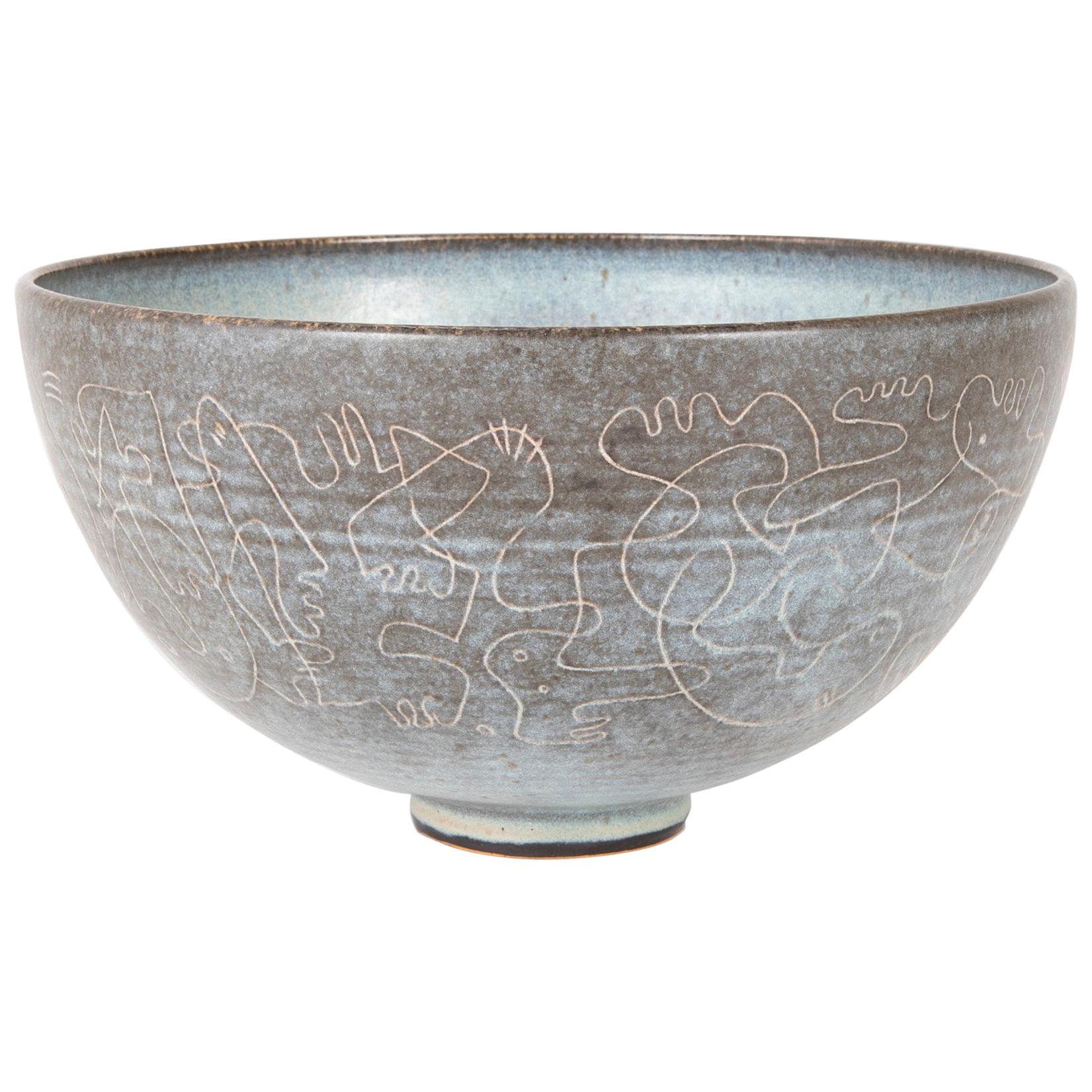 Stoneware Bowl Designed by Edwin and Mary Scheier