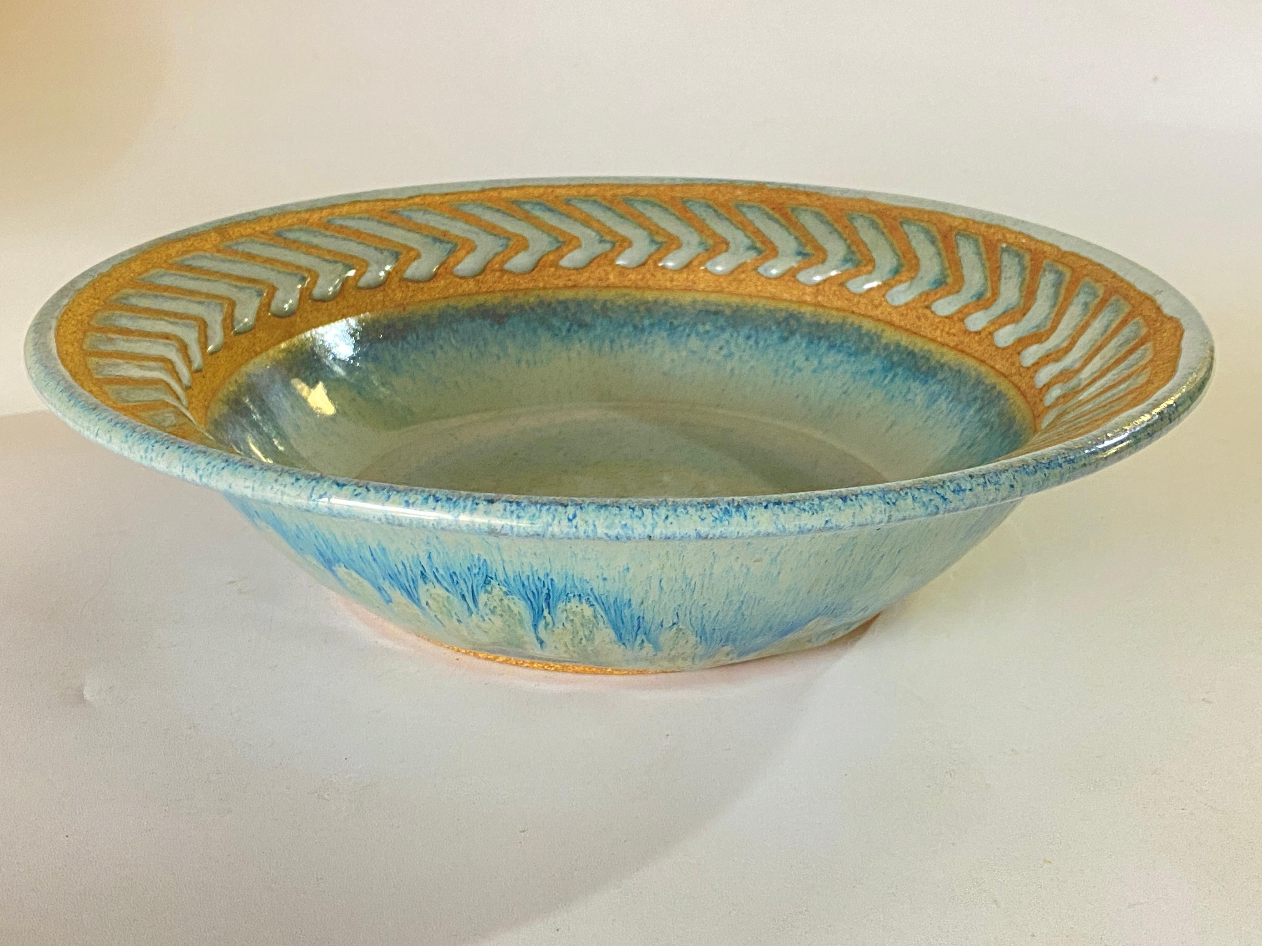 Mid-20th Century Stoneware Bowl Enameled, circa 1960 Scandinavian For Sale