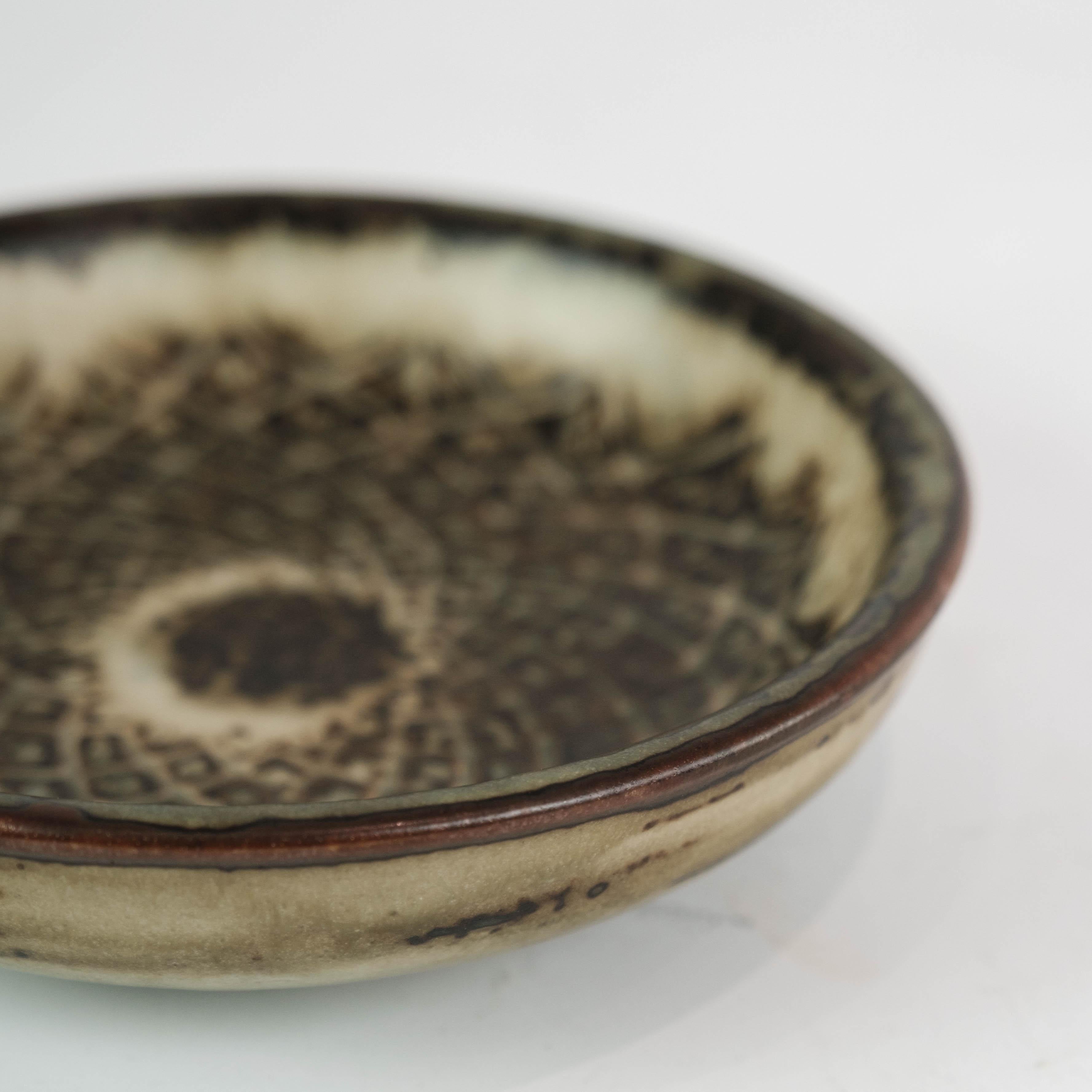 Ceramic Stoneware Bowl In Brown Colors No. 21567 By Gerd Bøgelund From 1960s For Sale