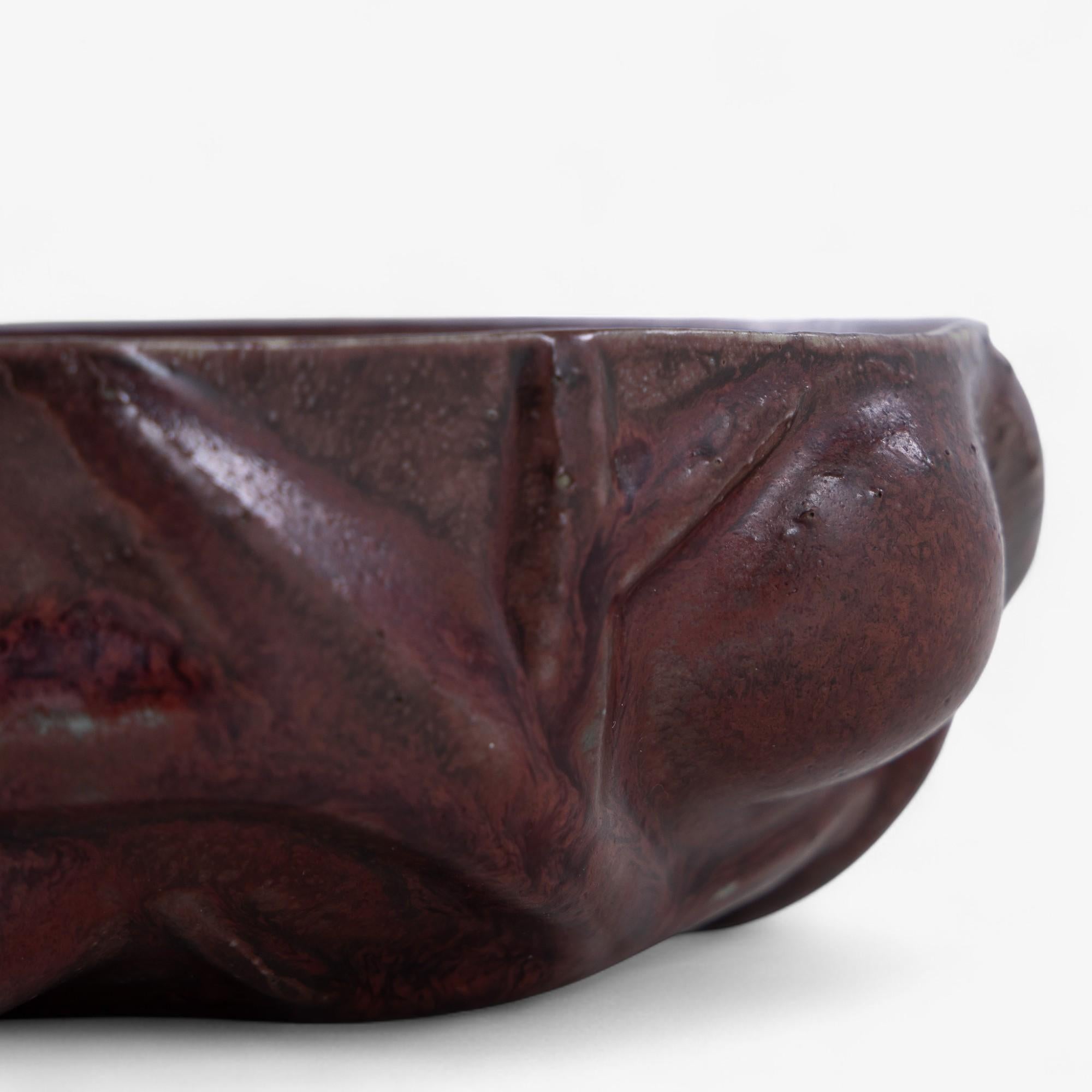 Danish Stoneware bowl in oxblood glaze by Axel Salto For Sale