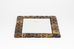 Specchio in ceramica a forma libera in gres marrone e nero di Prolongeau Design