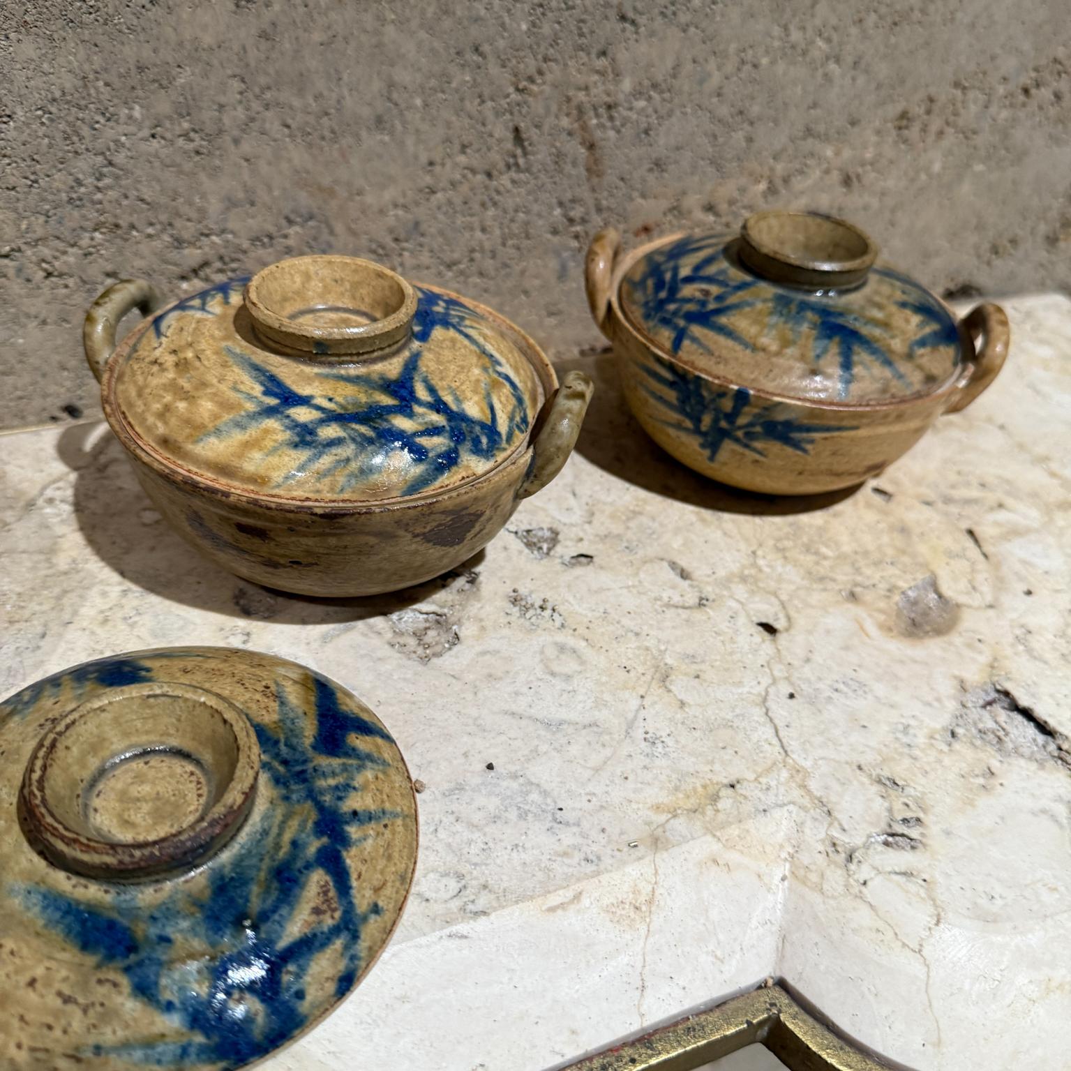 Stoneware Casserole Dishes Japan Set of 3 Vintage Pottery Glaseado en venta