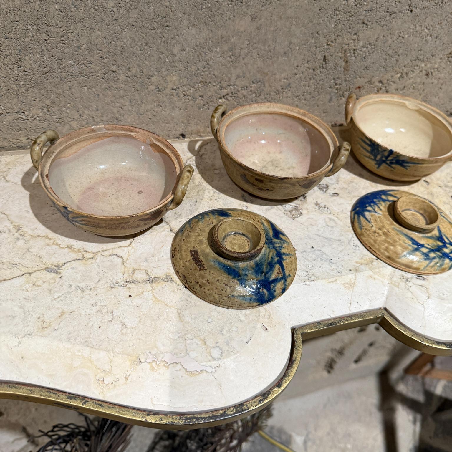 Stoneware Casserole Dishes Japan Set of 3 Vintage Pottery mediados del siglo XX en venta
