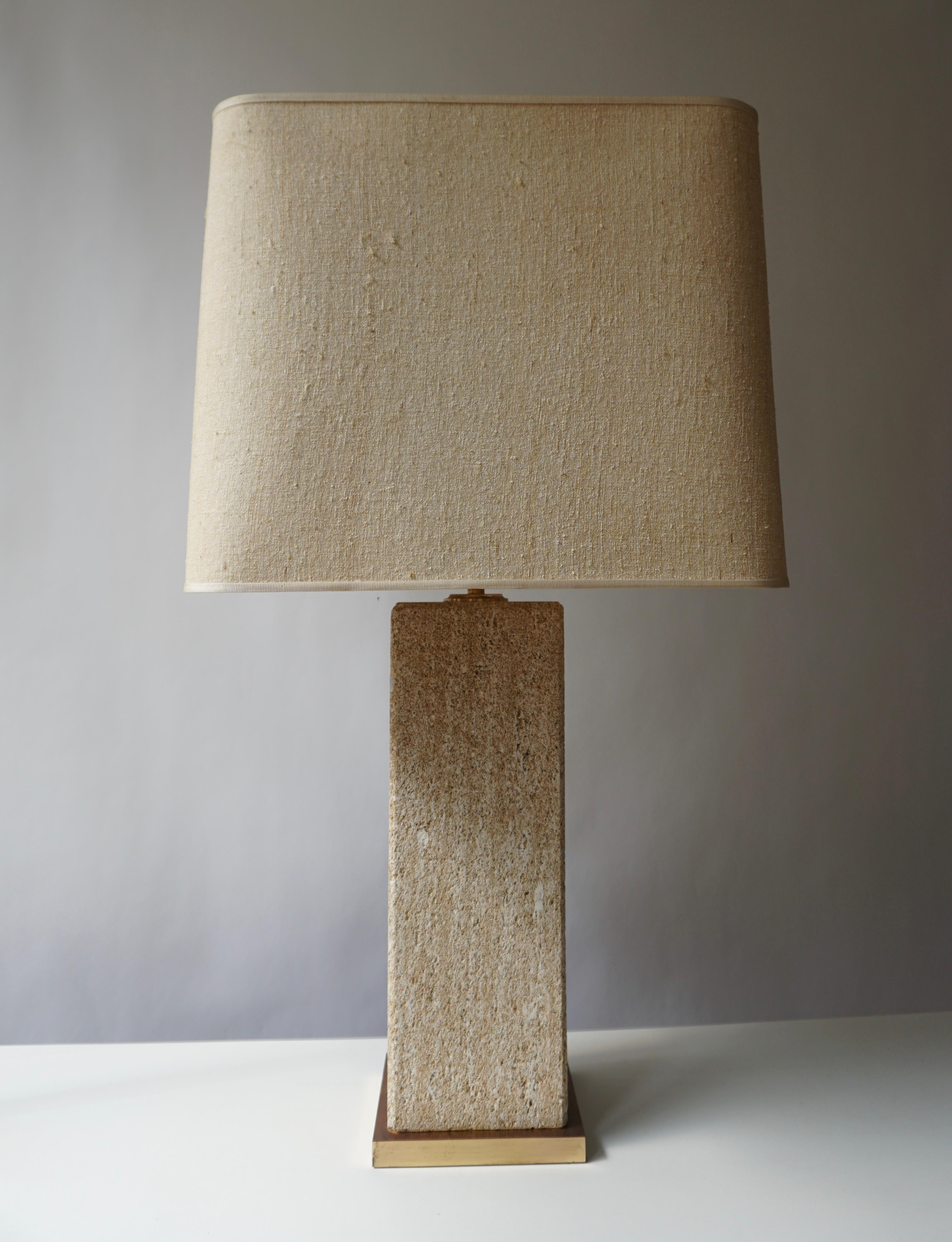 Brass Stoneware Ceramic Italian Table Lamp