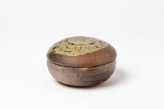 Steingut-Keramikschmuckkästchen von Eric Astoul, braune Keramikglasur, 1970