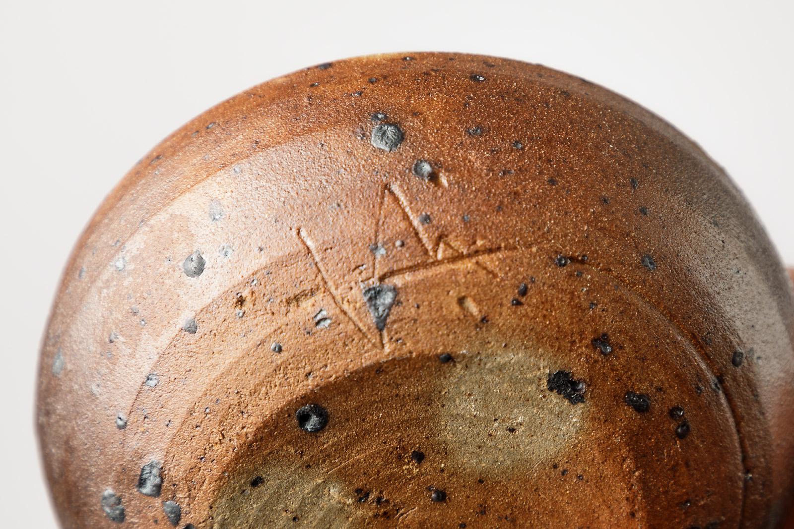 Stoneware Ceramic Jewelry Decorative Box by Eric Astoul 1970 Brown Pottery Glaze In Excellent Condition For Sale In Neuilly-en- sancerre, FR