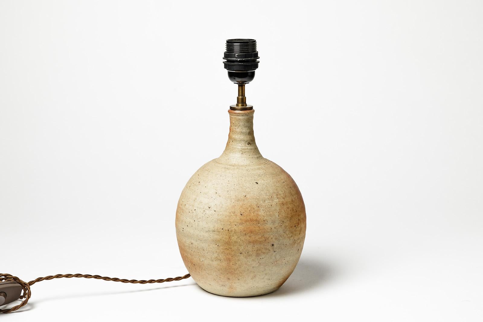 French Stoneware Ceramic Lamp by Alain Magne, circa 1970, La Borne