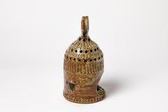 Stoneware Ceramic Lantern Lamp by Barbara Delfosse Realised in La Borne, 1975