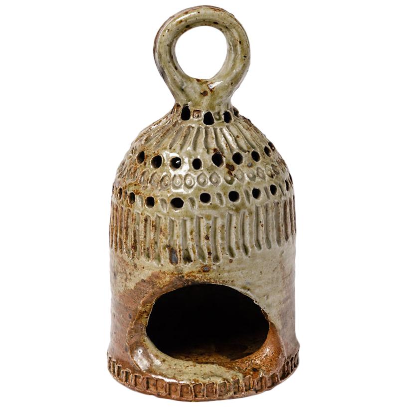 Stoneware Ceramic Lantern Lamp by Barbara Delfosse Realised in La Borne, 1975 For Sale