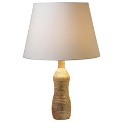 Stoneware Ceramic table Lamp with Elegant Grey Brown Color, circa 1970