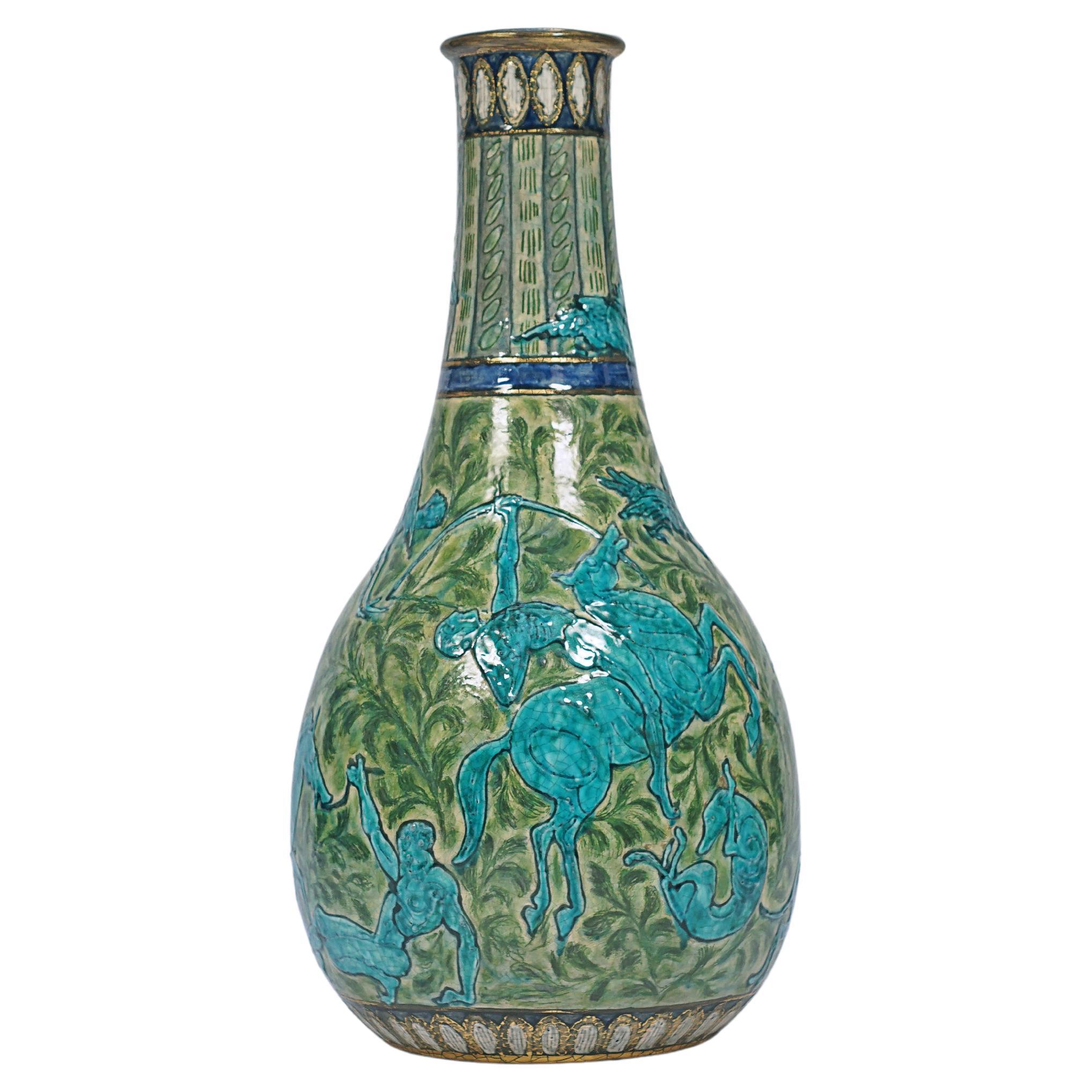 Keramikvase aus Steingut, entworfen von André Methey im Angebot