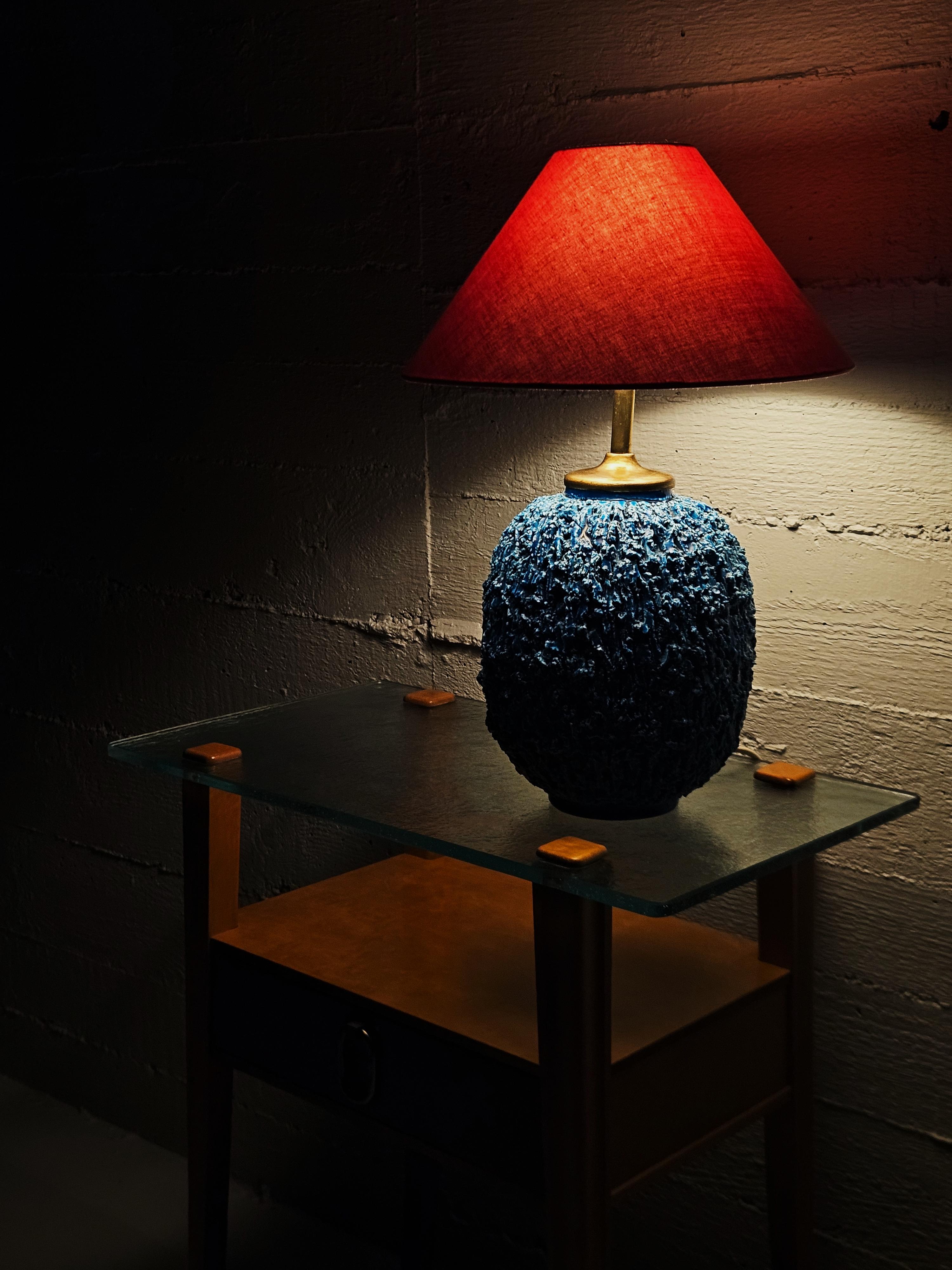 Stoneware 'Chamotte' table lamp by Gunnar Nylund for Rörstrand, Sweden, 1940s 3