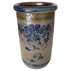 Stoneware Champagne Bucket with Blue Colored Floral Decor Frame