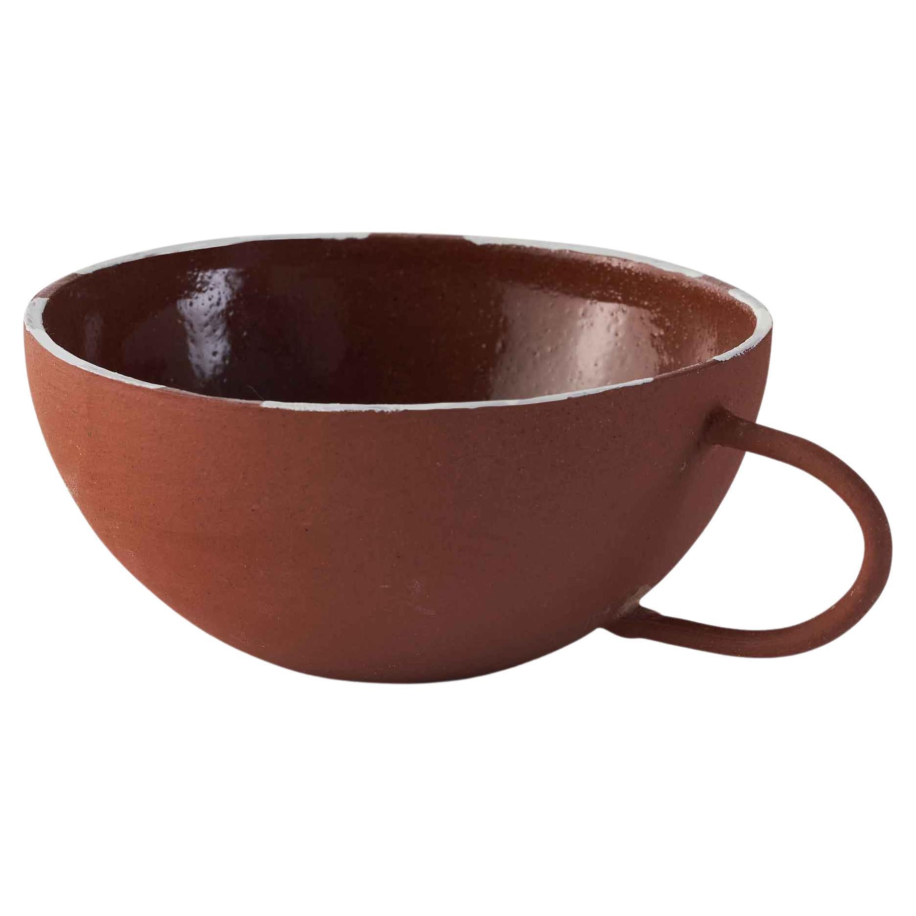 Stoneware Clay Cup in Terracotta Color Hand Cast in UK For Sale
