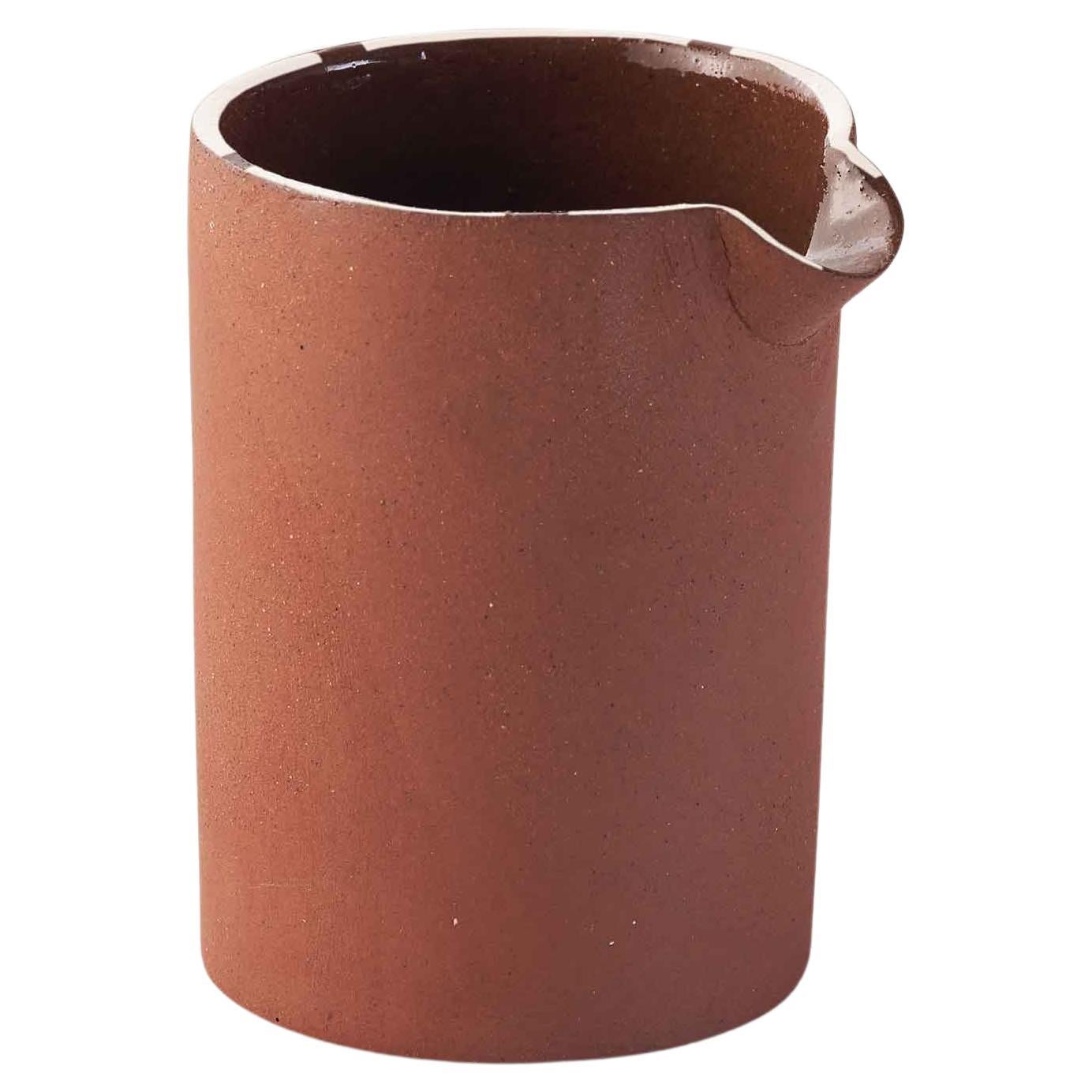 Stoneware Clay milk jug in terracotta colour hand cast in UK For Sale