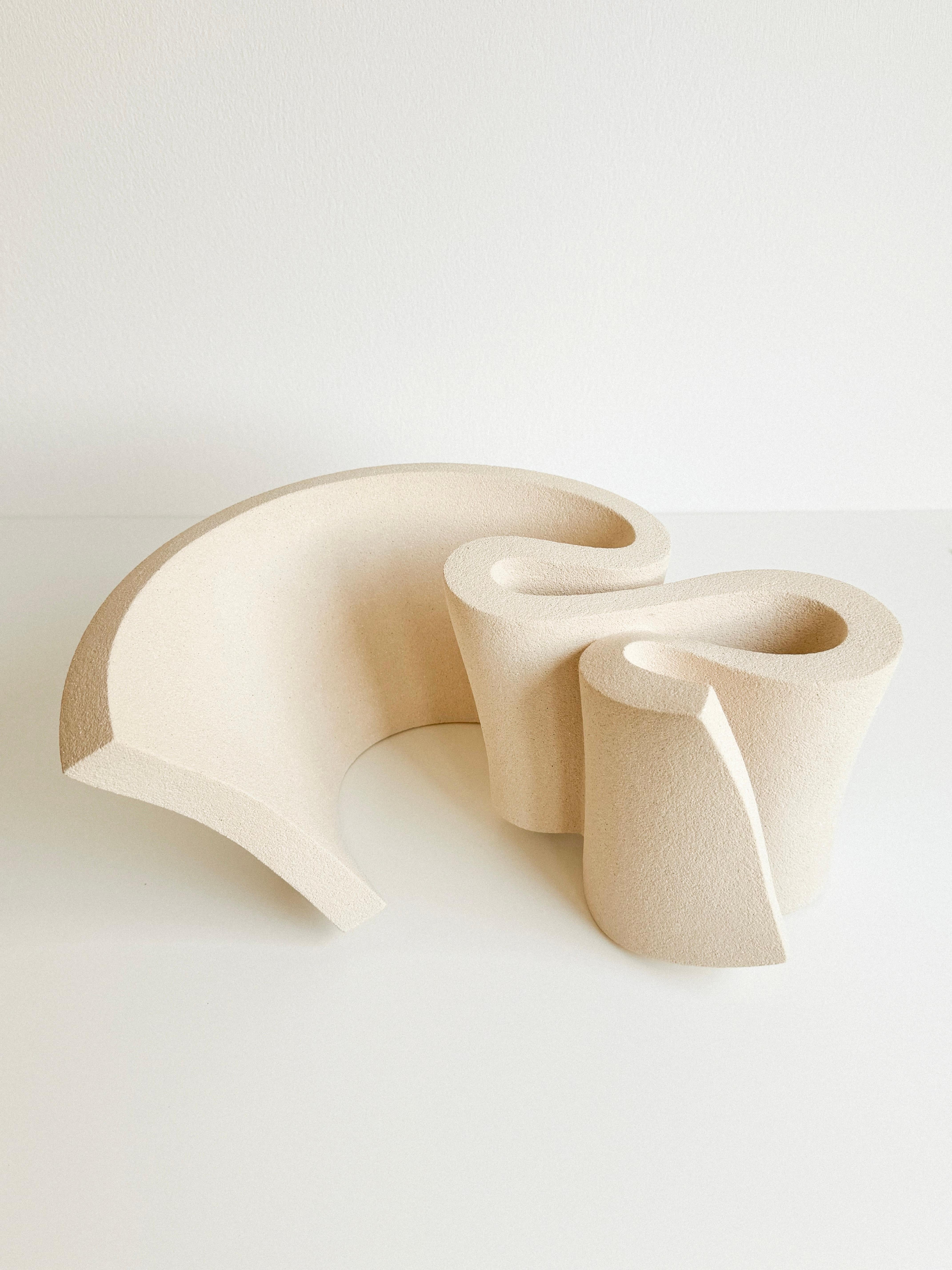 Contemporary Stoneware Clay, Ribbon Vase I by Aleksandra Krasnopolska For Sale