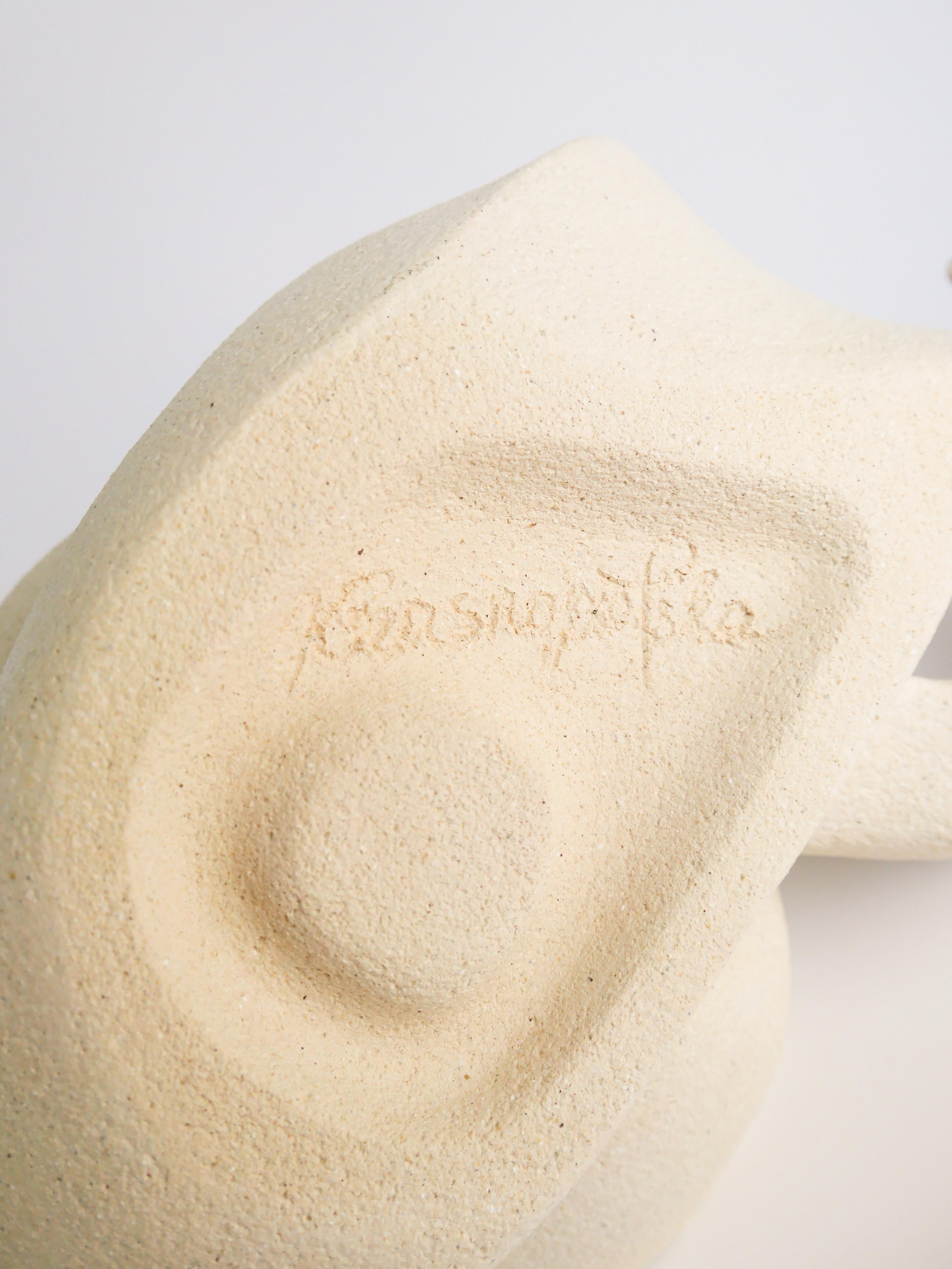 Post-Modern Stoneware Clay, Swan Candleholder by Aleksandra Krasnopolska For Sale