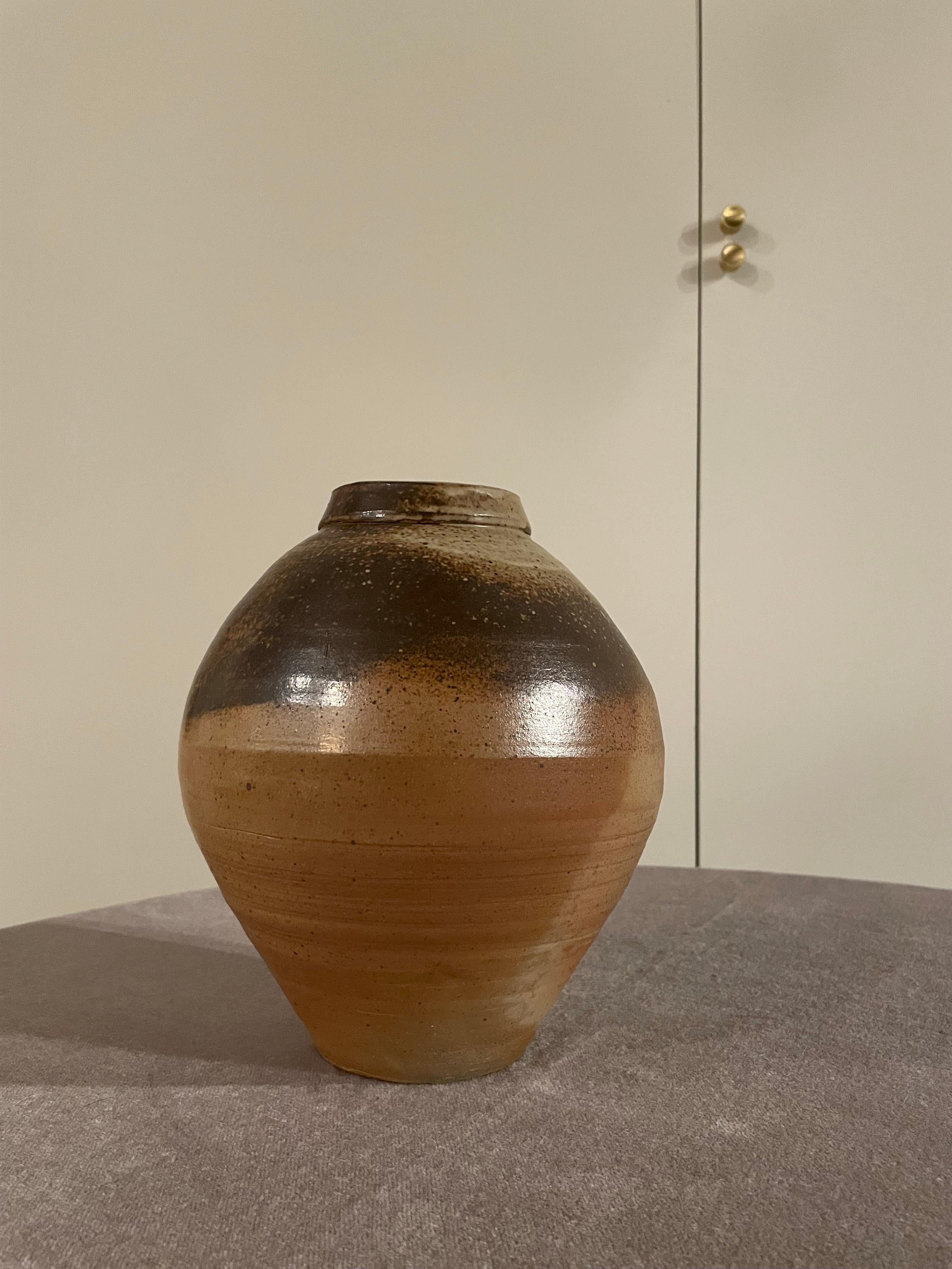 Contemporary Stoneware Clay Vessel For Sale