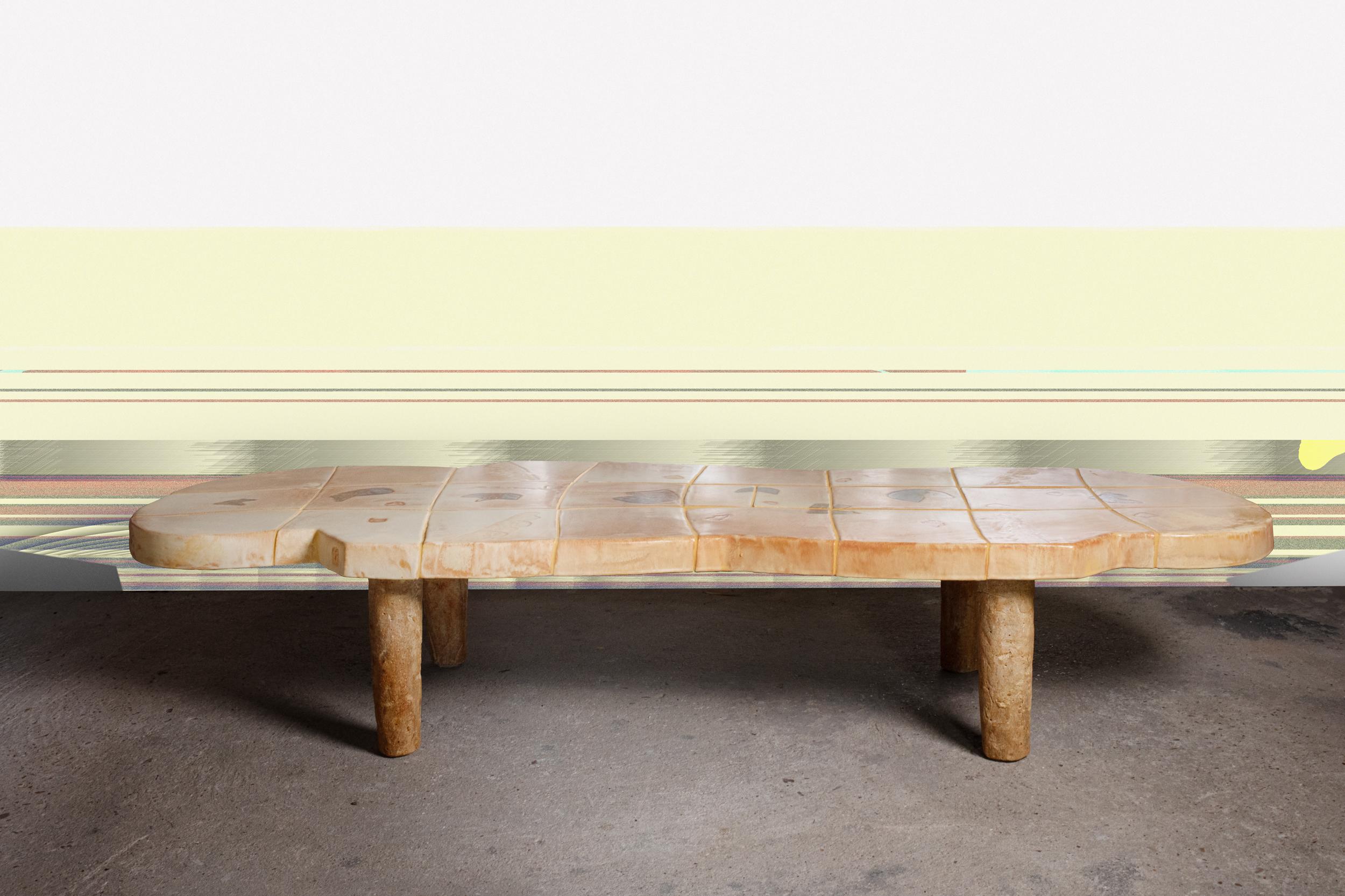 Beaux Arts Stoneware coffee table with Geometric Decoration by Jean-Pierre Viot, 2024