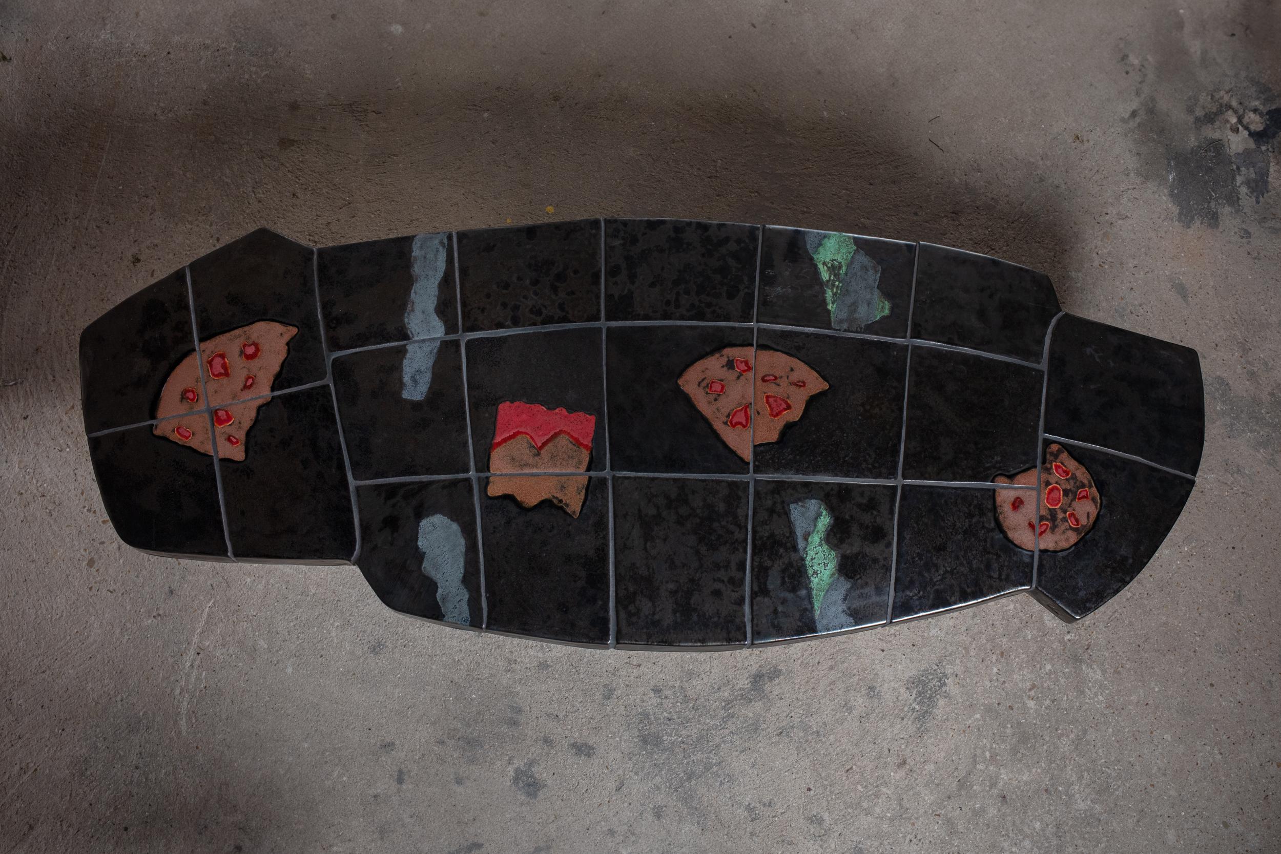 Stoneware coffee table with Geometric Decoration by Jean-Pierre Viot, 2024 2