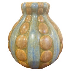 Louis Lourioux Stoneware Vase, Enameled Art Deco Design, France, 1920s