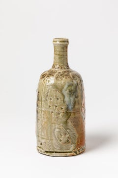 Stoneware Colored Ceramic Bottle or Vase by D Garet La Borne circa 1990