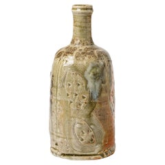 Stoneware Colored Ceramic Bottle or Vase by D Garet La Borne circa 1990