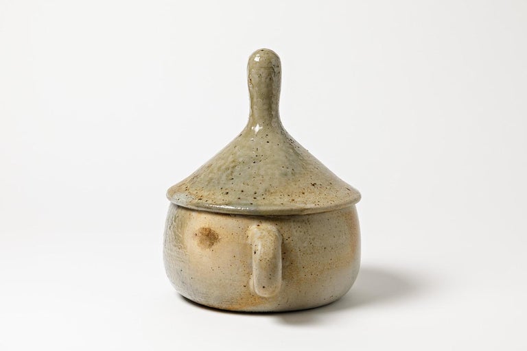 20th Century Stoneware Covered-Pot by Jean Lerat to La Borne, circa 1970 For Sale