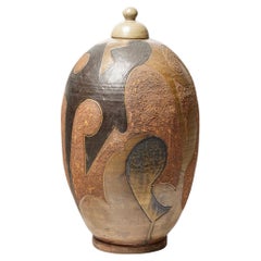 Pot à couvercle en grès de Georges Martin  circa 1970-1980.