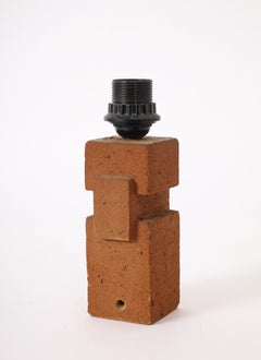 Stoneware Cubist Lamp, France 1970's