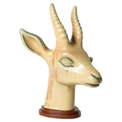 Stoneware Deer Figurine by Gunnar Nylund, Sweden, 1940s