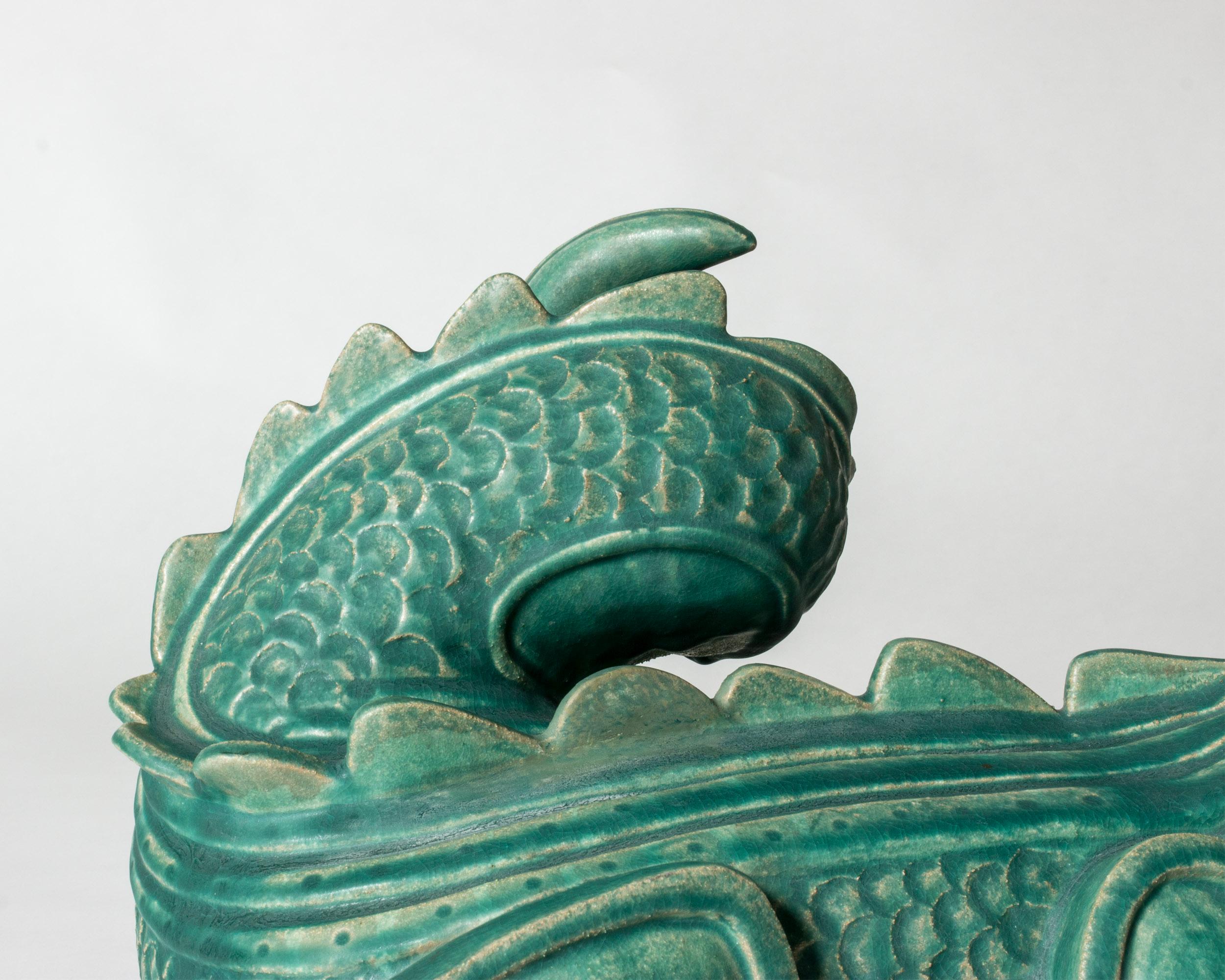 Stoneware dragon sculpture by Wilhelm Kåge, Gustavsberg, Sweden, 1940s For Sale 5