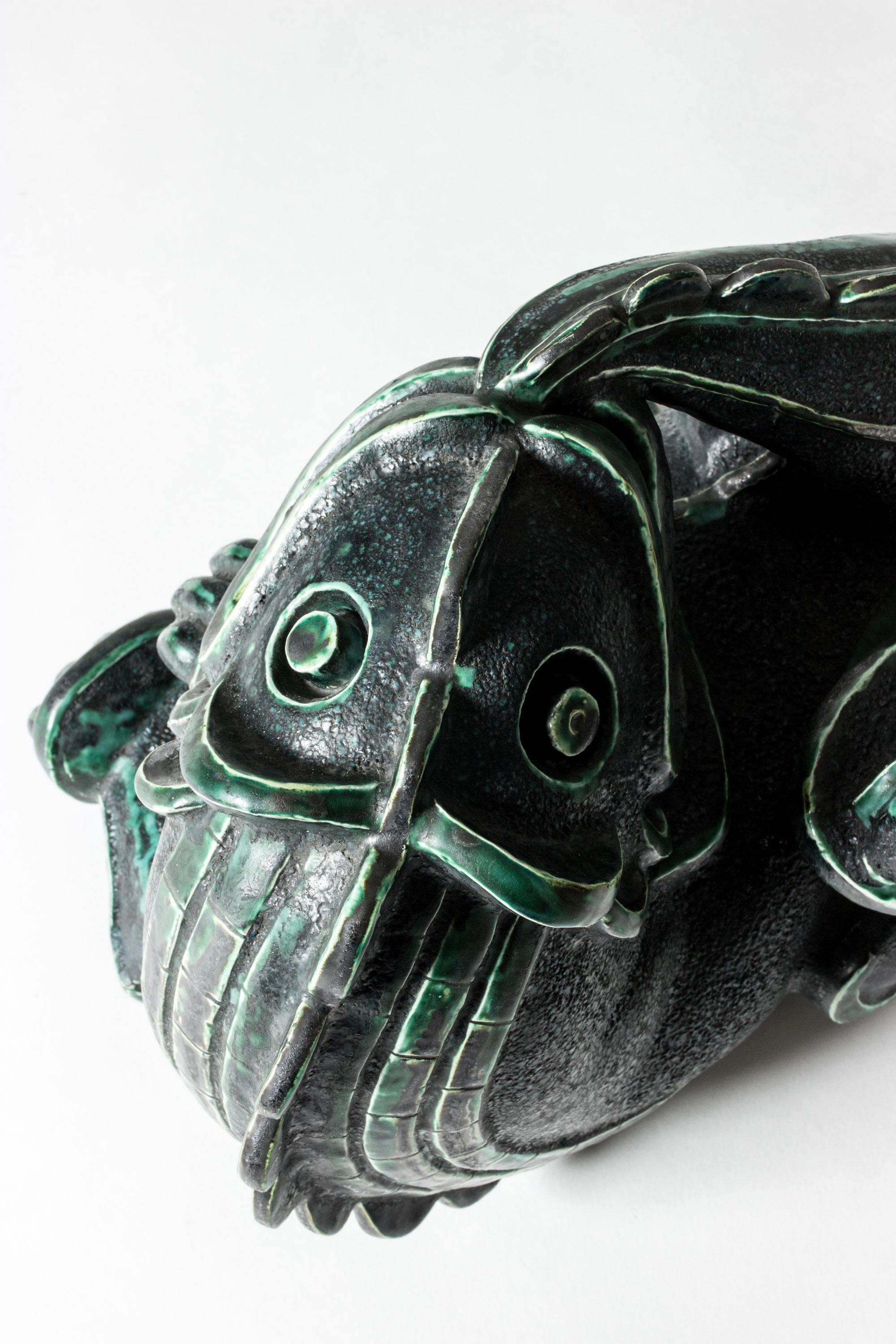 Mid-20th Century Stoneware dragon sculpture by Wilhelm Kåge, Gustavsberg, Sweden, 1940s